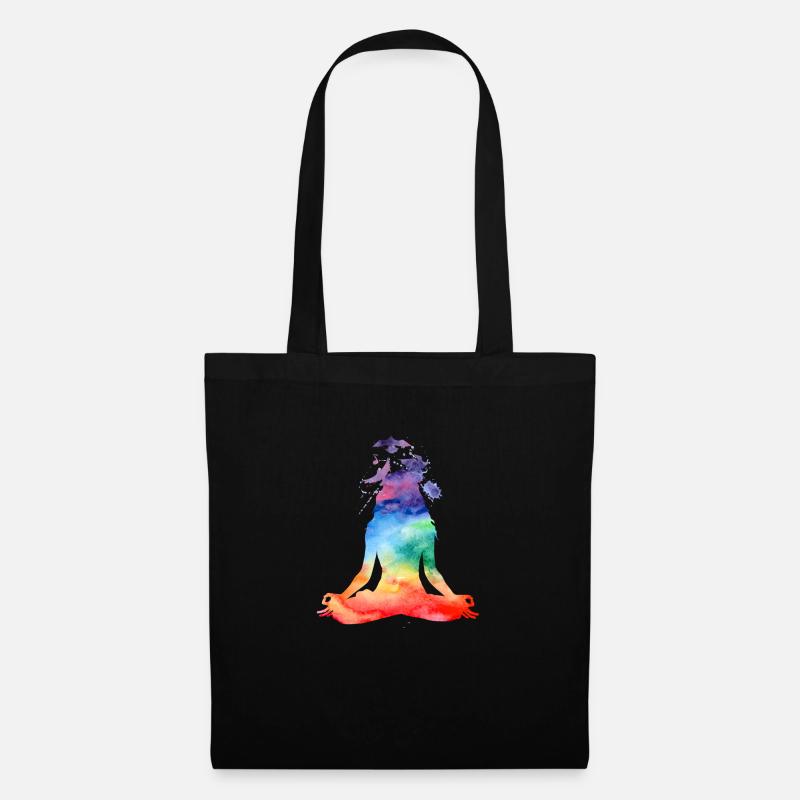 Regenbogen-Aquarell-Yoga - Stoffbeutel - Schwarz