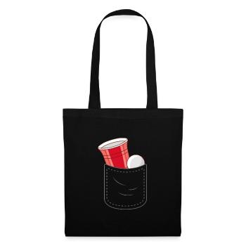 Bierpong Polo Bécher Ball motif - Sac en tissu - noir - Devant