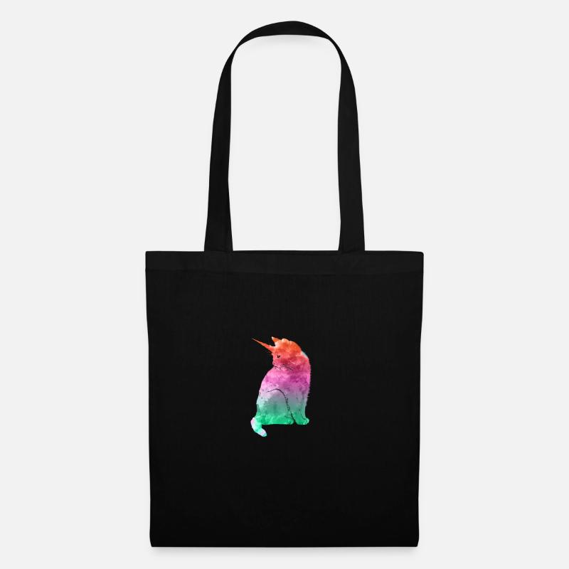 Einhorn Katze Geschenk - Stoffbeutel - Schwarz