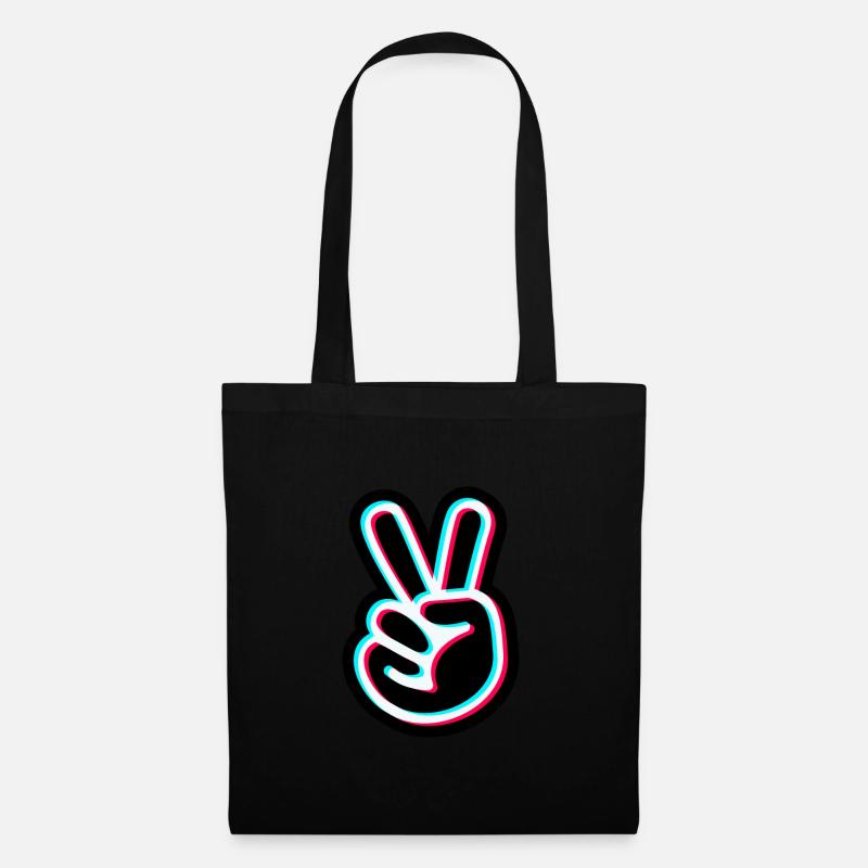 Peace Hand Sticker Design - Peace Zeichen - Stoffbeutel - Schwarz