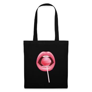 Lollipop red Lips Lollipop, Lollipop Oh lolli loll - Sac en tissu - noir - Devant