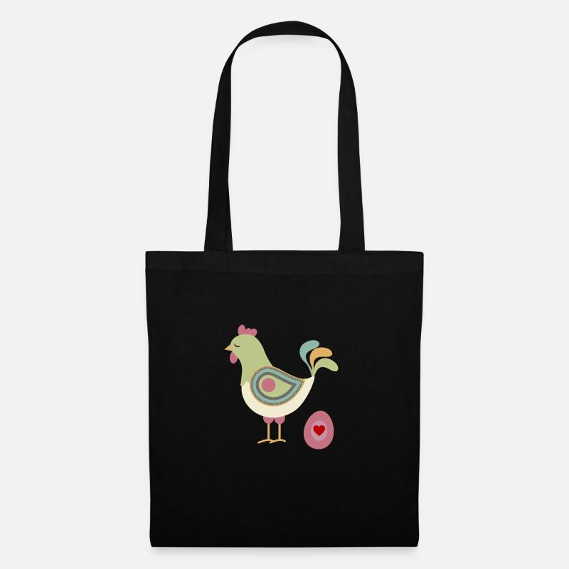 Hen with egg - Tote Bag - black
