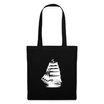 Vieux voilier à voiles déployées - Sac en tissu - noir - Devant