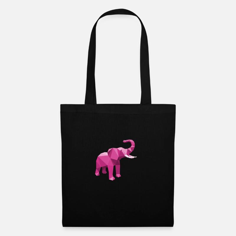 Elephant Pink with stylish LowPoly effect - Tote Bag - black