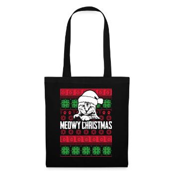 Meowy Christmas - Stoffbeutel - Schwarz - Vorne