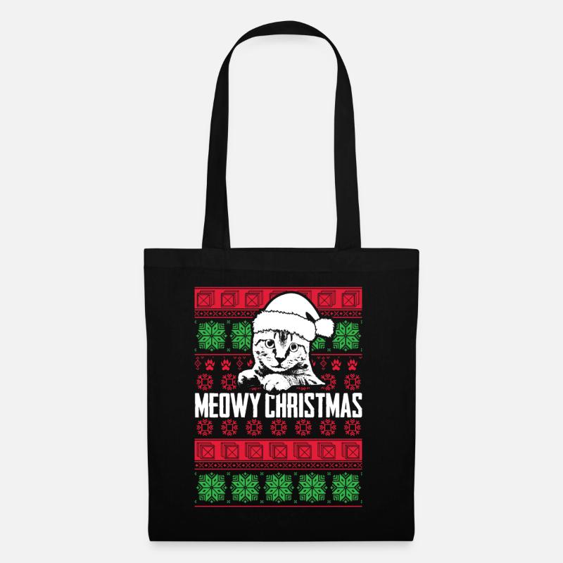 Meowy Christmas - Stoffbeutel - Schwarz