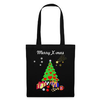 Merry X-mas, Christmas Tree with decorations. - Tote Bag - black - Front
