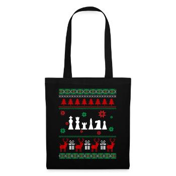 Ugly Christmas Sweater Schach Geschenk Weihnachten - Stoffbeutel - Schwarz - Vorne