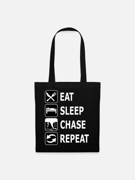 eat sleep chase repeat, chasing tornados, twister - Stoffbeutel - Schwarz