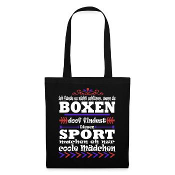 Boxen Mädchensport Hobby Geschenk Boxhandschuhe - Stoffbeutel - Schwarz - Vorne