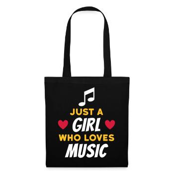 Just a girl who loves music (note, hearts) - Tote Bag - black - Front