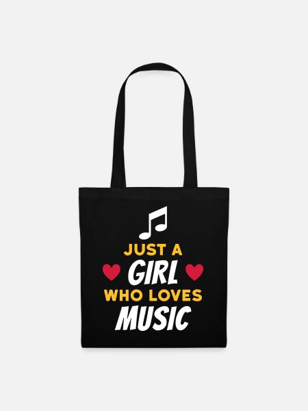 Just a girl who loves music (Note, Herzen) - Stoffbeutel - Schwarz