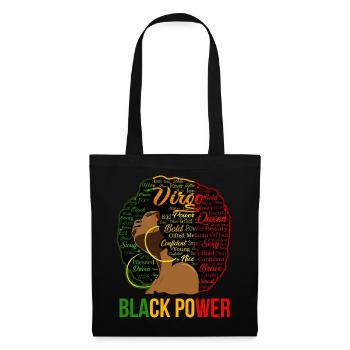 Afro Power Word Cloud Portrait - Tote Bag - black - Front