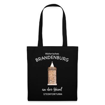 Brandenburg an der Havel, Wahrzeichen Steintorturm - Stoffbeutel - Schwarz - Vorne