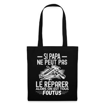 Papa réparateur Papa Bricoleur Papa de l année 1 - Sac en tissu - noir - Devant