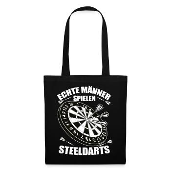 Echte Männer Spielen SteelDarts - Stoffbeutel - Schwarz - Vorne