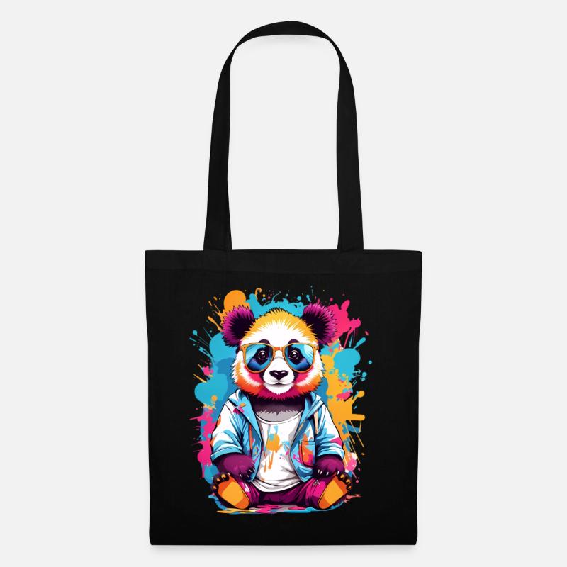 Panda Bär - Stoffbeutel - Schwarz