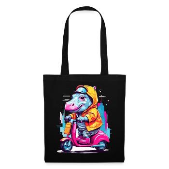 Hippopotamus on scooter - Tote Bag - black - Front