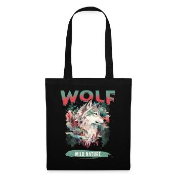 Loup tête de loup Nature nature sauvage aventure forêt Art - Sac en tissu - noir - Devant