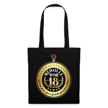 Médaille d'or des 18 ans grand prix du #Adulte - Sac en tissu - noir - Devant