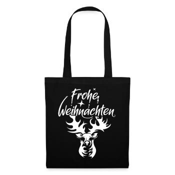 frohe weihnachten rentier elch hirsch Illustration - Stoffbeutel - Schwarz - Vorne