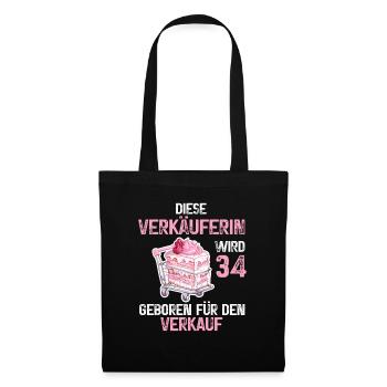 Verkäuferin 34 Geburtstag Verkauf Beruf 34 Jahre - Stoffbeutel - Schwarz - Vorne