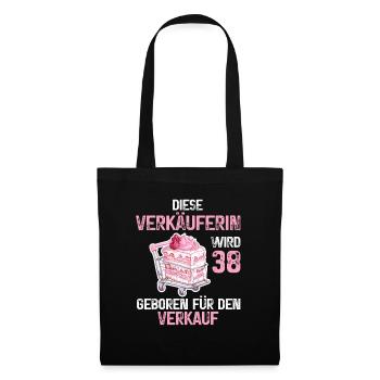 38 Geburtstag Verkäuferin 38 Jahre Verkauf Spruch - Stoffbeutel - Schwarz - Vorne