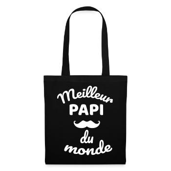 Humorvolles Zitat Papa du Monde - Stoffbeutel - Schwarz - Vorne