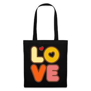 Signe de paix Amour des années 60 des années 70 Costume Groovy Hippie - Sac en tissu - noir - Devant