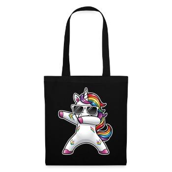 Dabbing Einhorn - Stoffbeutel - Schwarz - Vorne