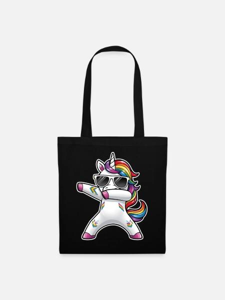 Dabbing Einhorn - Stoffbeutel - Schwarz