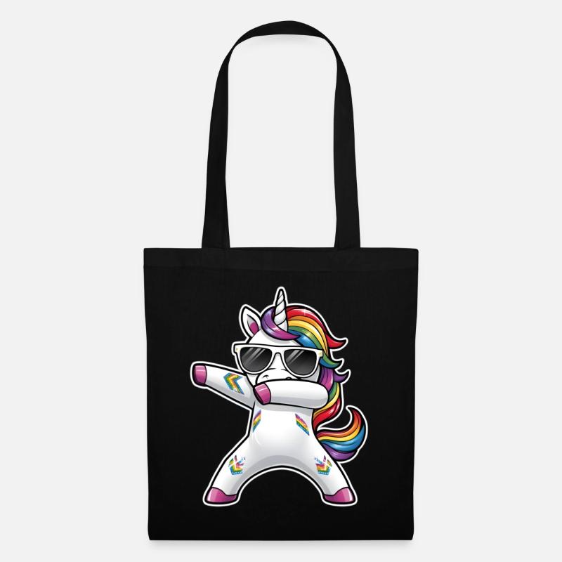 Dabbing Einhorn - Stoffbeutel - Schwarz