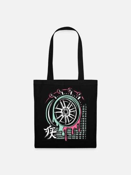 JDM Drift Felge – Tuning & Racing Kunst - Stoffbeutel - Schwarz