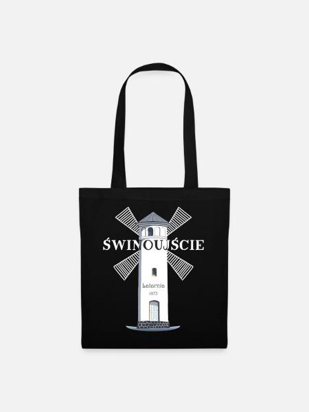 Swinemünde, Usedom Zeichnung Leuchtturm, Polen - Stoffbeutel - Schwarz