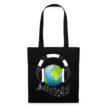 Planet Erde und Musik - Stoffbeutel - Schwarz - Vorne