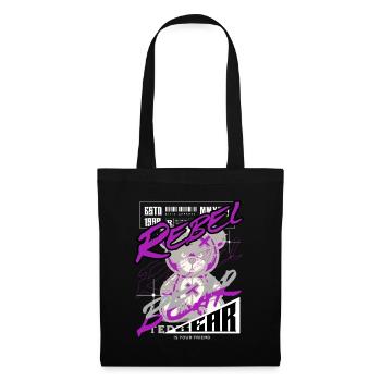 Rebel Bear Streetwear Shirt Graffiti Teddy Bär - Stoffbeutel - Schwarz - Vorne