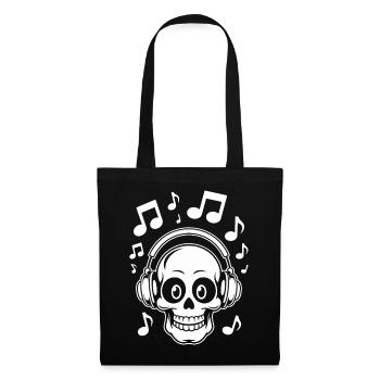 Illustration de crâne de musique pour vêtements à la mode - Sac en tissu - noir - Devant