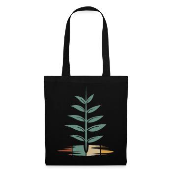 arbre vintage avec des feuilles - Retro Nature Icon - Sac en tissu - noir - Devant