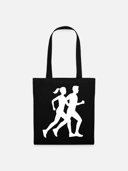 Dynamisches Laufsilhouetten-Design - Stoffbeutel - Schwarz