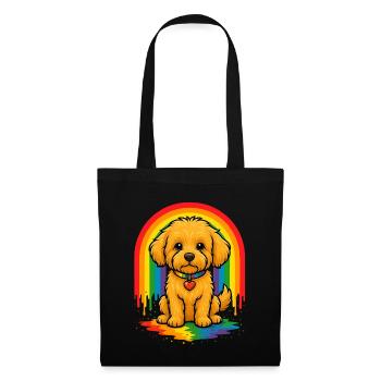 Maltipoo & Regenbogen – Liebe kennt keine Grenzen - Stoffbeutel - Schwarz - Vorne