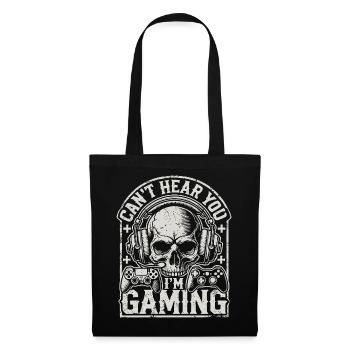 Gaming Totenschädel mit Headset und Controllern - Stoffbeutel - Schwarz - Vorne