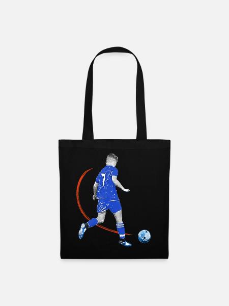 Fussballspieler mit Ball - Stoffbeutel - Schwarz