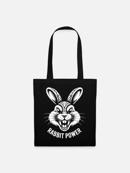 Künstlerisches Hasen-Design mit Power-Slogan - Stoffbeutel - Schwarz