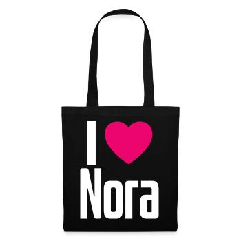 I Love Nora Pinkes Herz Ich liebe Nora - Stoffbeutel - Schwarz - Vorne