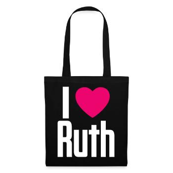 I Love Ruth Pinkes Herz Ich liebe Ruth - Stoffbeutel - Schwarz - Vorne