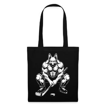 Muskulöser Schäferhund Eishockeyspieler Silhouette - Tote Bag - black - Front