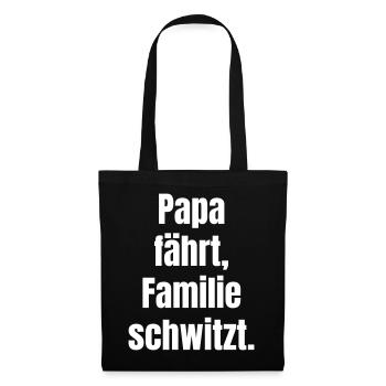 Papa fait du vélo, la famille transpire en faisant du vélo. - Sac en tissu - noir - Devant