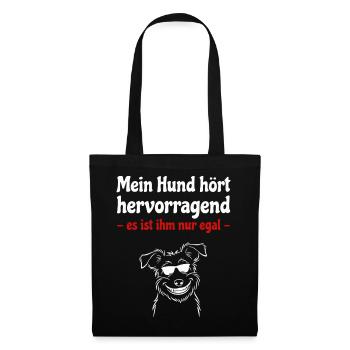 Hund hört hervorragend - Hund mit Sonnenbrille - Stoffbeutel - Schwarz - Vorne