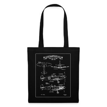 Spitfire Aviation Blueprint Vintage Planes - Tote Bag - black - Front