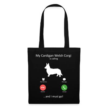 Mon corgi gallois cardigan appelle le chien drôle de maman - Sac en tissu - noir - Devant